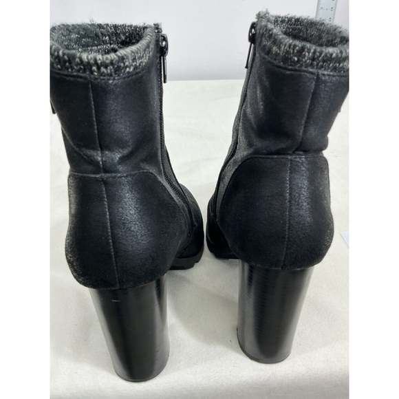 Womans Just Fab Carolina Black Fabric Platform Block Heel Ankle Boots Size 10 - Picture 5 of 9